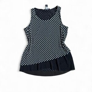 INC Petite Medium Polka Dot Sleeveless Top  Asymmetrical Hem  Retro Romantic